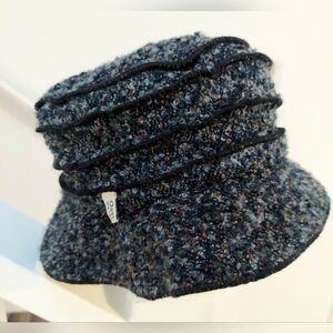 Ossi NY Hat, Tweed, Blue & Black, Stitched Layers, Boucle, Soft Felt